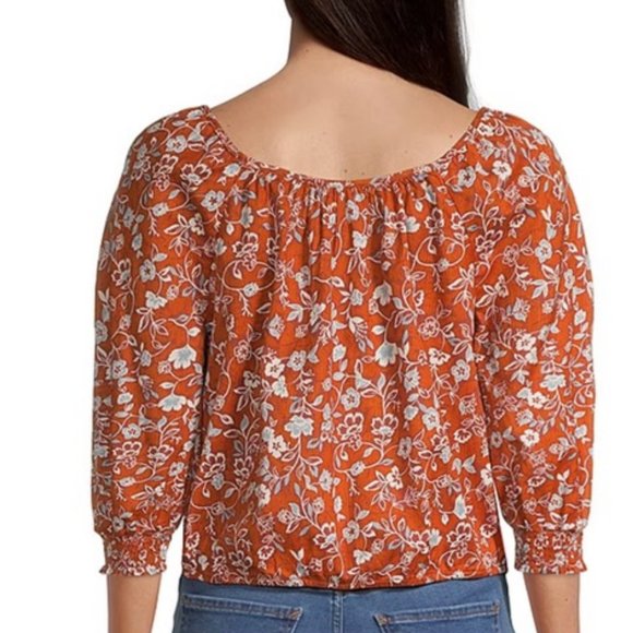 New! a.n.a A New Approach Peasant Top‎ Floral XXL 3/4th Sleeves 100% Cotton $44 - Picture 12 of 14